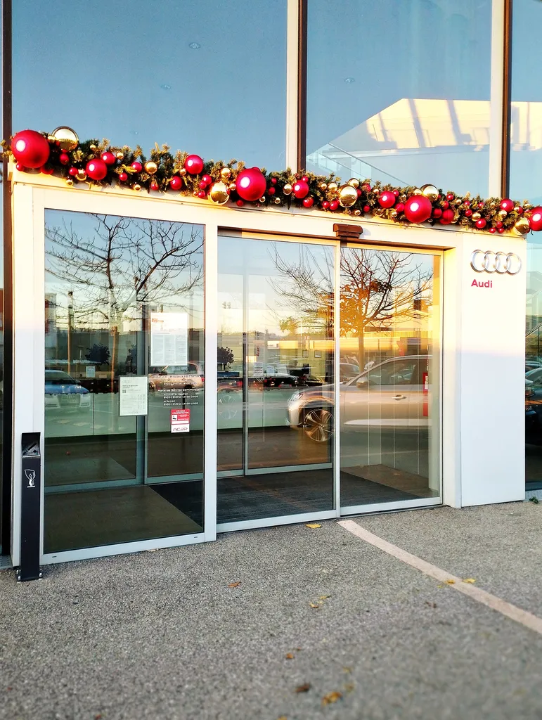 Guirlande décorée pour l'accueil extérieur d' AUDI près de Lyon