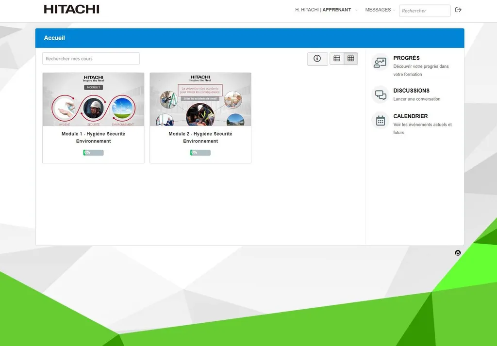Plateforme LMS : hébergement des modules e-learning conçus pour la société HITACHI