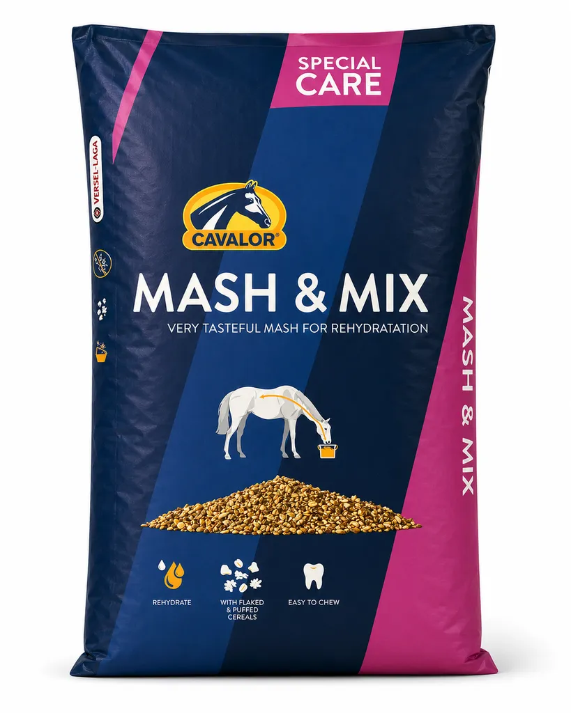 Cavalor Mash & Mix – mash appétant pour chevaux hydratation récupération et digestion facile