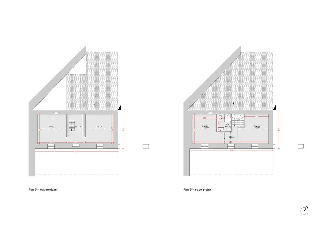 plans second étage - rénovation de maison de village à Fontaine de Vaucluse (84)