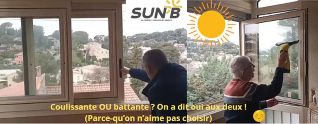 Menuiserie SUN B double ouverture coulissante et battante bati technique à Six-Fours et Sanary