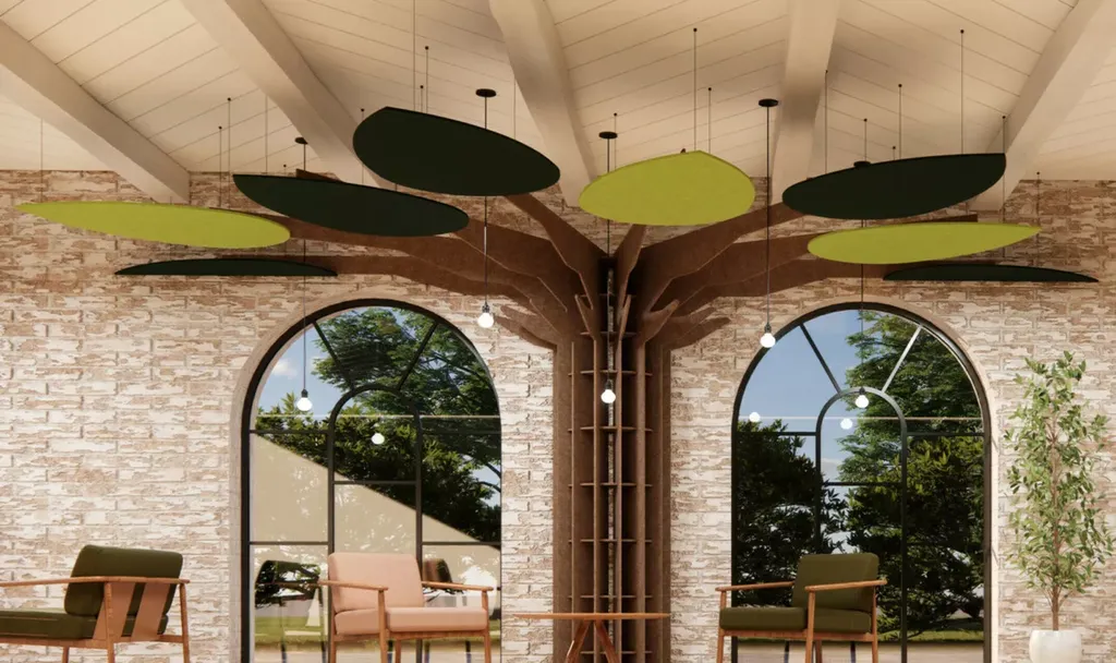 Arbre acoustique suspendu FONTAINEBLEAU design pour grands espaces et bureaux à Toulon et dans toute la région PACA