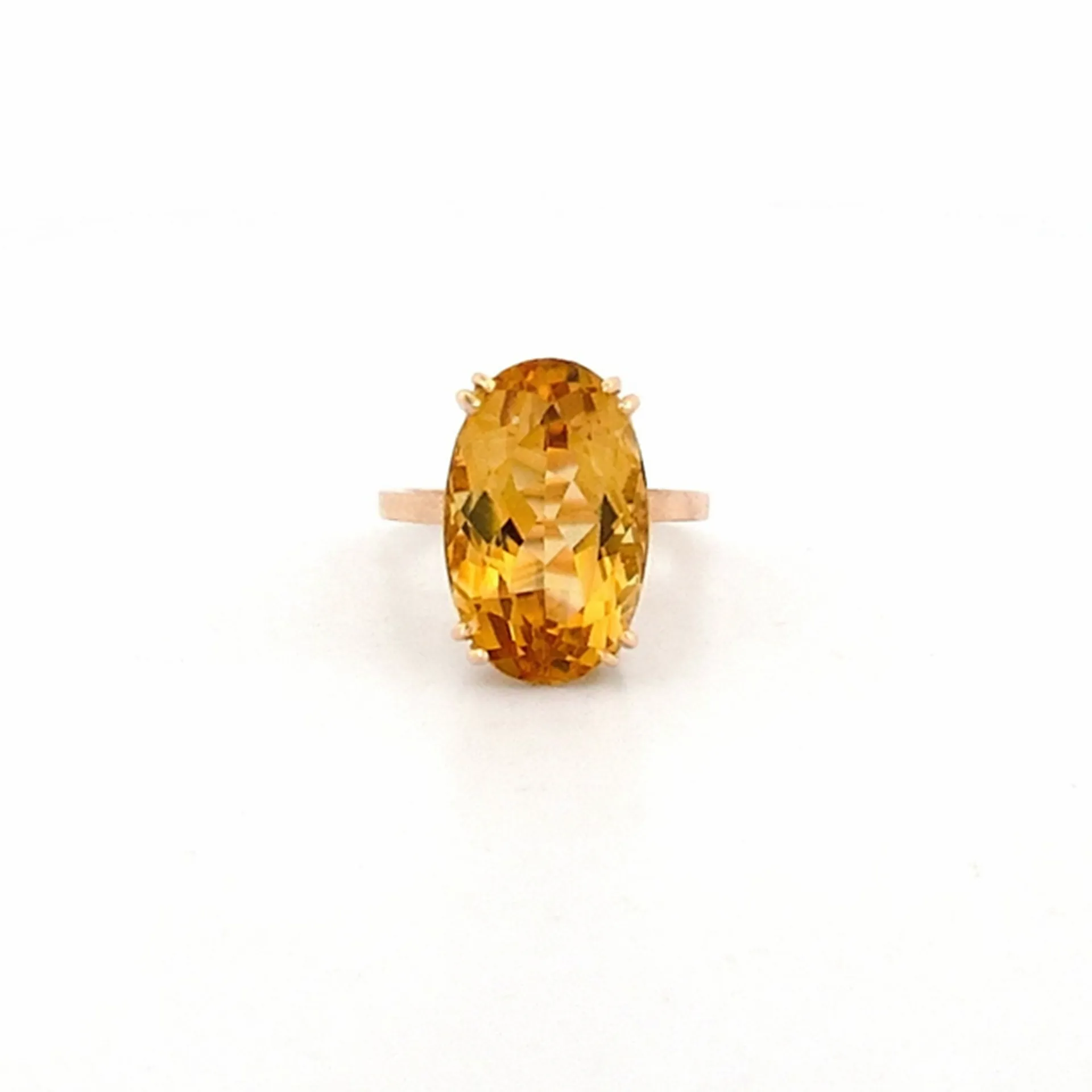 Or Ligne Dépôt-Vente : Bague Or 750 Citrine Ovale 18,5 cts – Panier 4 doubles griffes