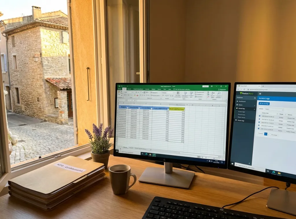 Interface gestion RH, rapports entrées‑sorties automatiques, dashboards Paxton Net2, export paie CSV/Excel, conformité RGPD