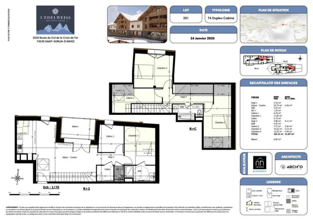 À Vendre appartement T4 Duplex Neuf à Saint-Sorlin-d’Arves avec vue Panoramique & Accès Direct aux Pistes