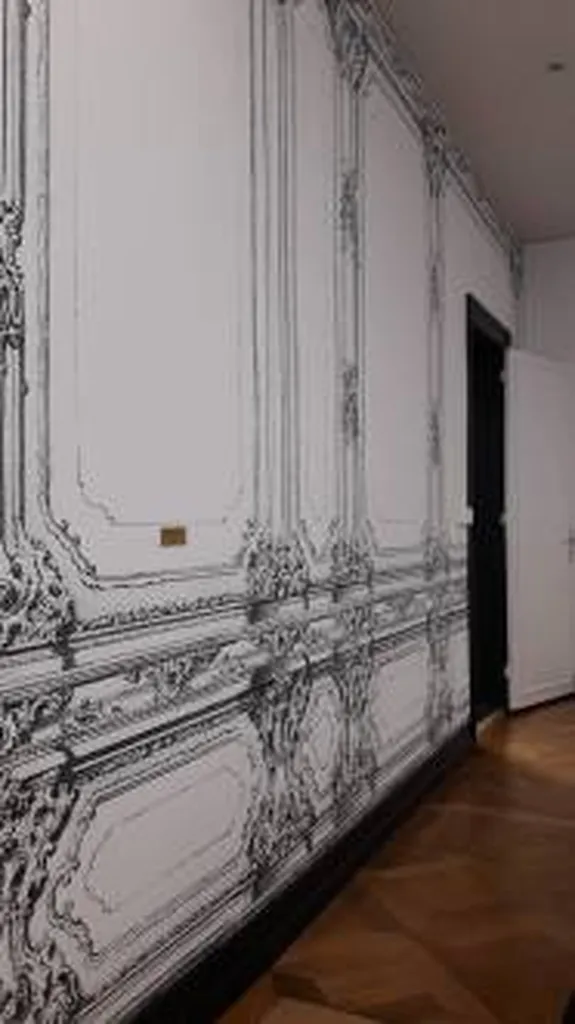 Toile murale imprimée effet trompe l’oeil (moulures)