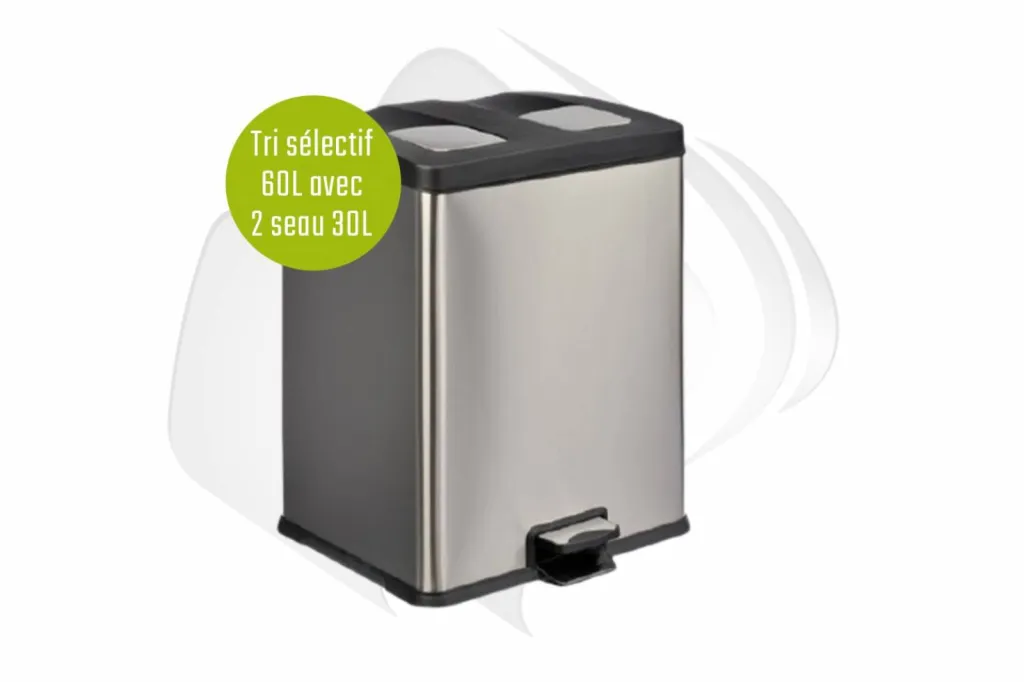 poubelle tri sélectif à pédale en inox