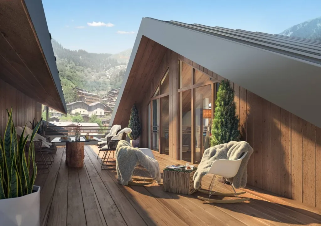 Les Terrasses de la Vanoise : Une résidence d'exception à l'architecture design et traditionnelle à La Plagne Paradiski au cœur de la station village de Champagny en Vanoise