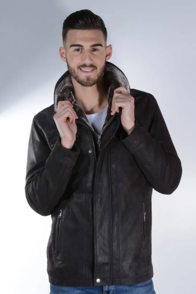 veste cuir marron homme