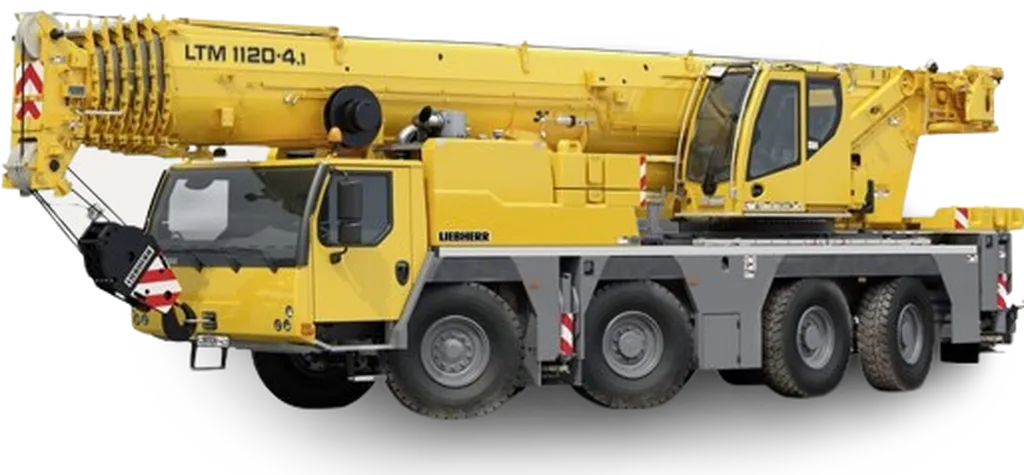 Location grue mobile de levage 120 tonnes Liebherr LTM 1120 avec chauffeur à Paris et Île-de-France