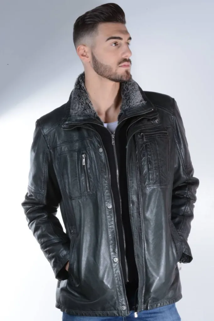 veste cuir homme noire