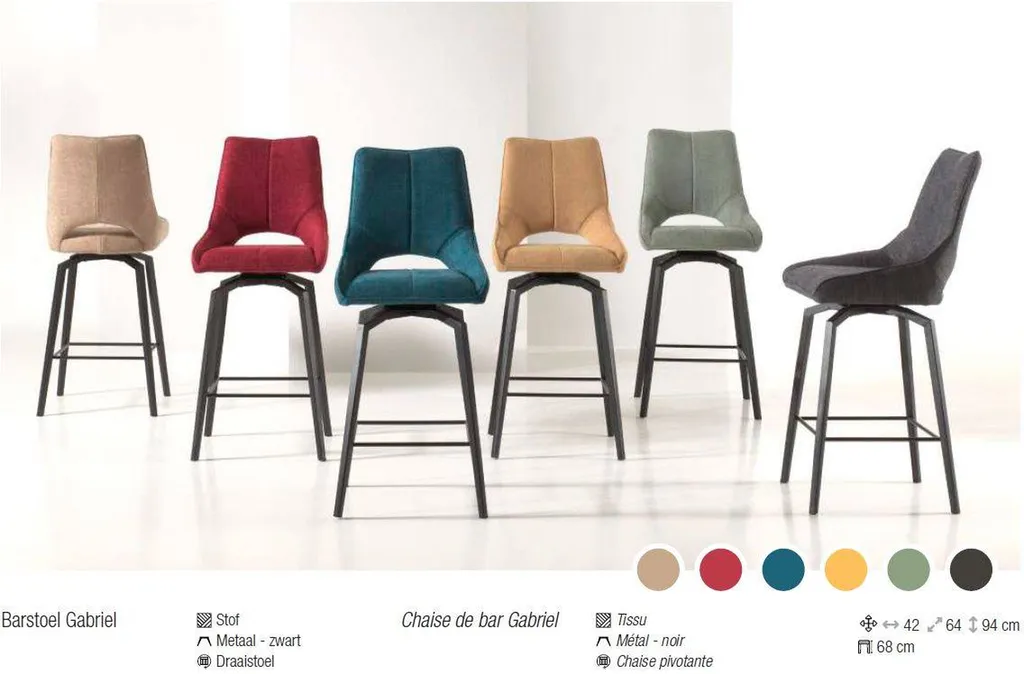 Vente de tabouret de bar GABRIEL avec un pied pivotant