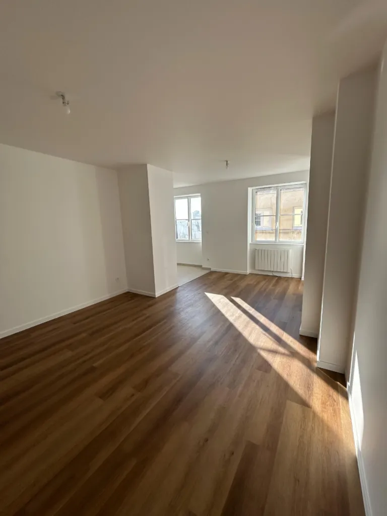 Séjour après rénovation complète avec espace ouvert et lumineux dans cet appartement à Lyon