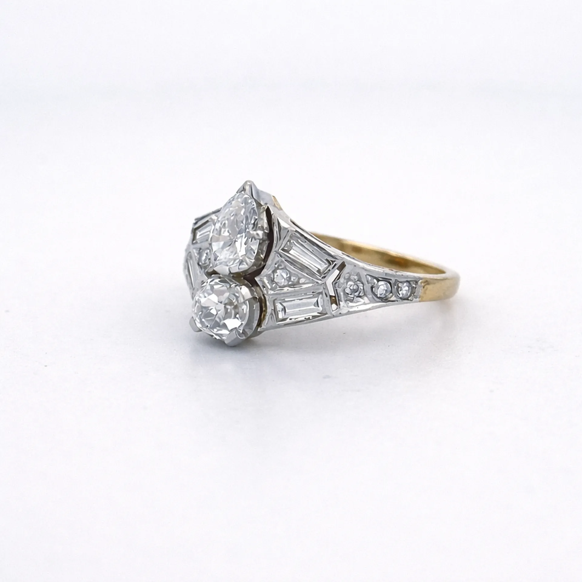 Bague Art Déco diamants taille poire et baguettes – dépôt vente Or Ligne à La Teste-de-Buch près d’Arcachon