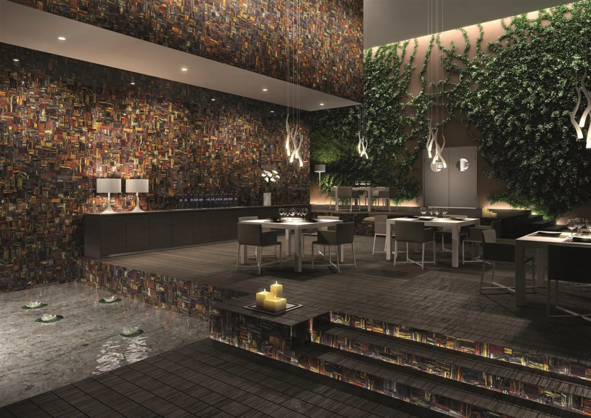 Retro Rainbow Jasper: Habillage mural de hall d'accueil en pierre 