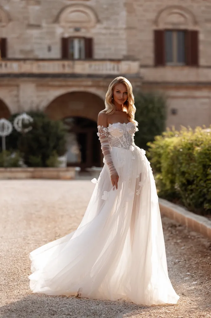 Robe de mariée bohème trapèze en tulle à Marseille