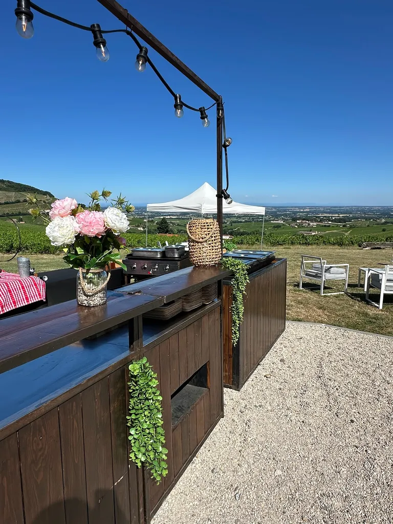 Organisez un déjeuner au coeur du vignoble de la vallée du Rhône ou du Beaujolais, traiteur champêtre avec repas dans les vignes