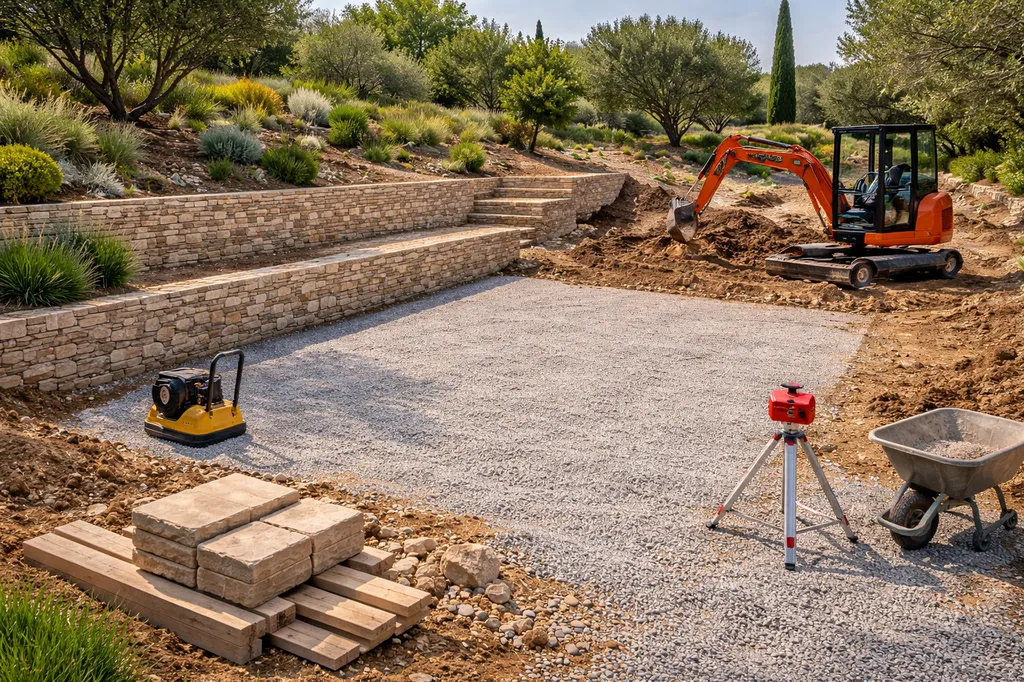 Création de plateformes et décaissement pour projet extérieur