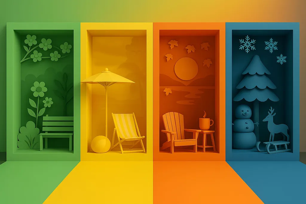 insta boxes 4 décors immersifs sur le thème des saisonnalités, Printemps, été, Automne hivers animation photo by Pictiz