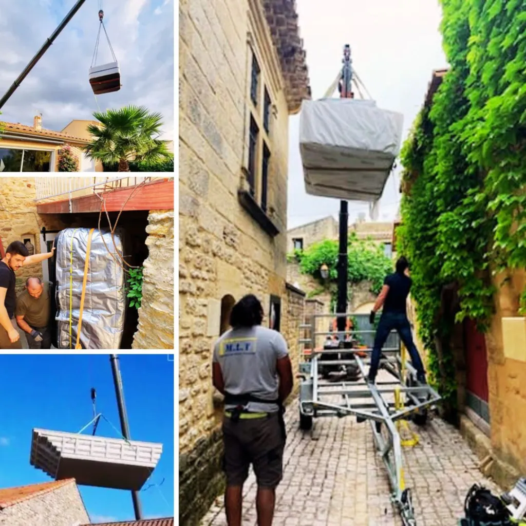 Livraison avec grue d’un spa à Castillon du Gard proche Uzès et Vers-Pont-du-Gard  dans le Gard 30 