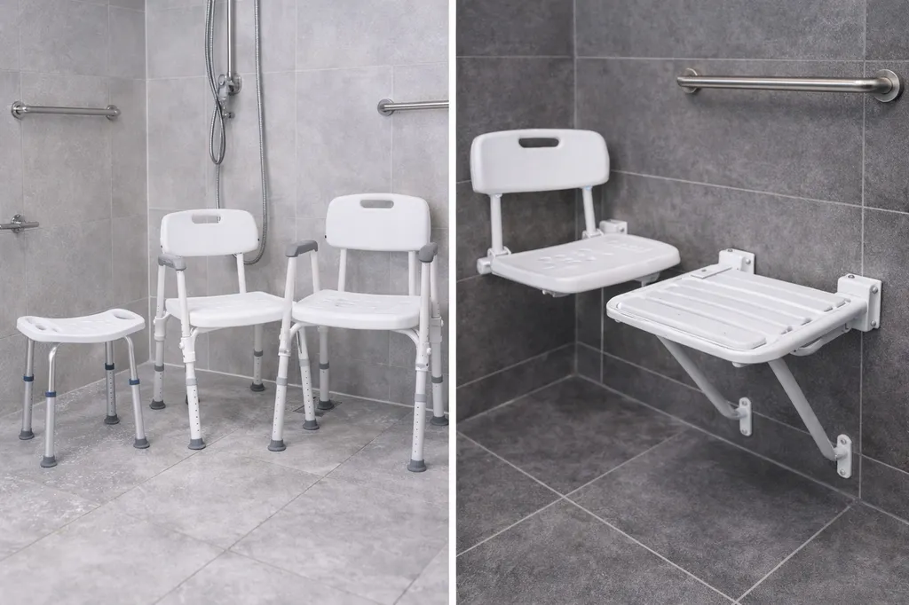 Tabouret de douche réglable en hauteur avec pieds antidérapants pour sécuriser la toilette à Nantes