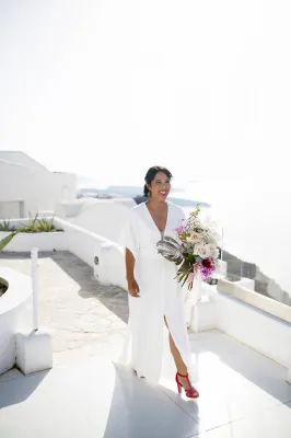 mariage avec coucher de soleil Santorin
