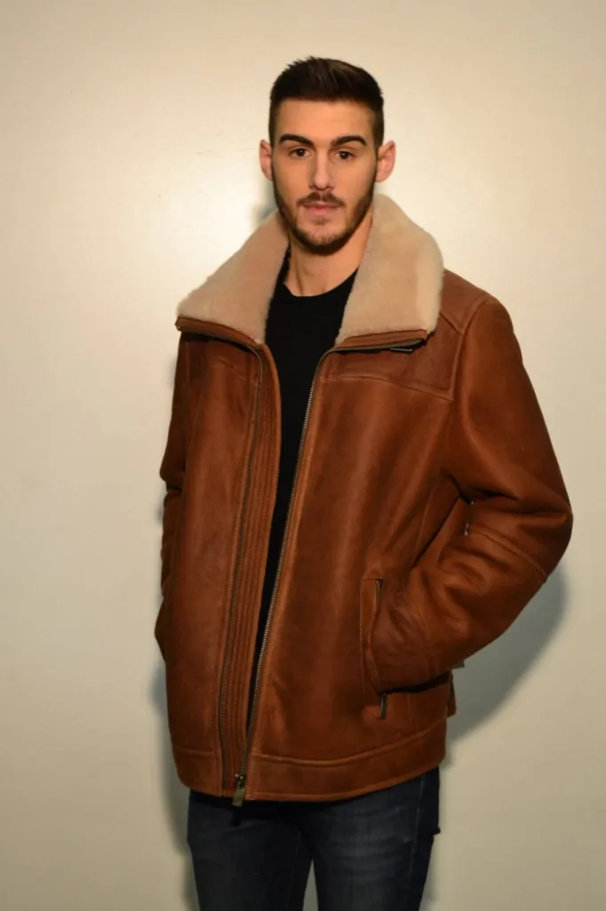 veste mouton retourné homme
