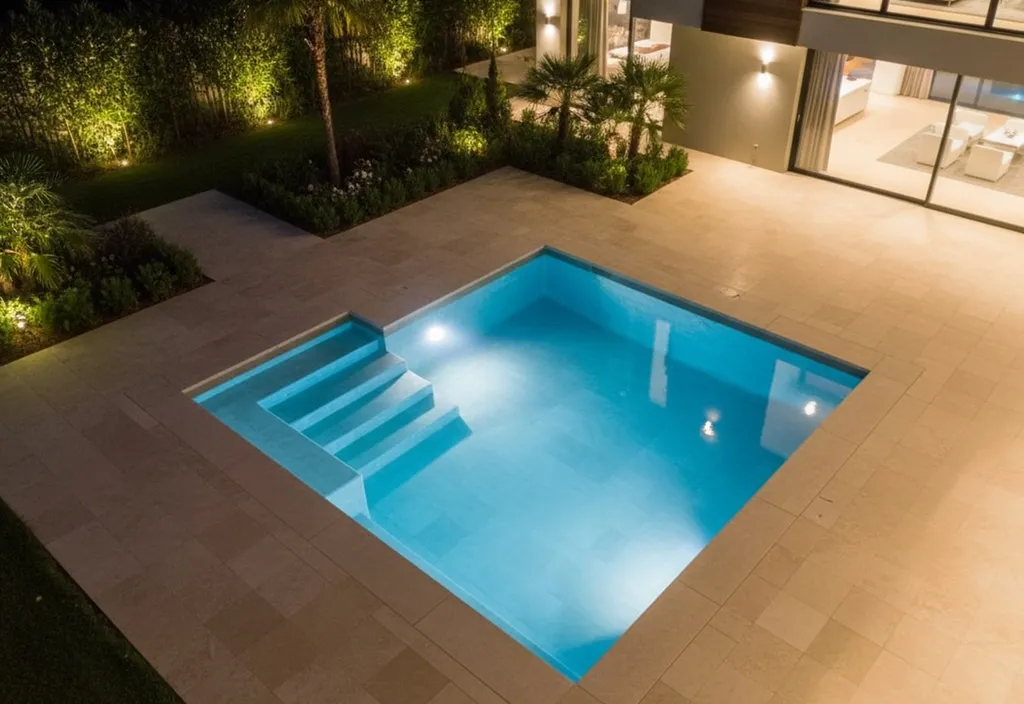 mini piscine cubik carré la nuit