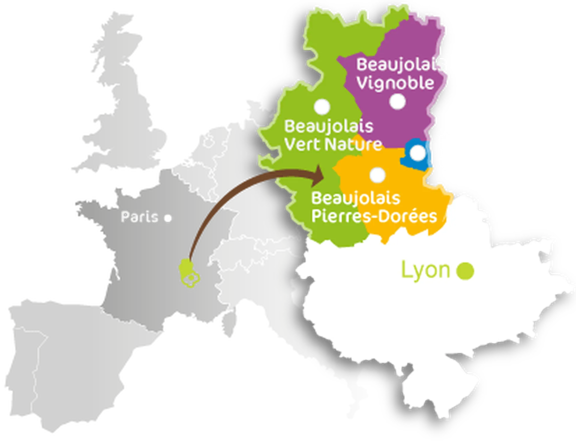 Notre zone d'intervention dans le Rhône : de la Métropole de Lyon jusqu'au cœur du Beaujolais, nous concevons et réalisons vos chantiers de transition énergétique