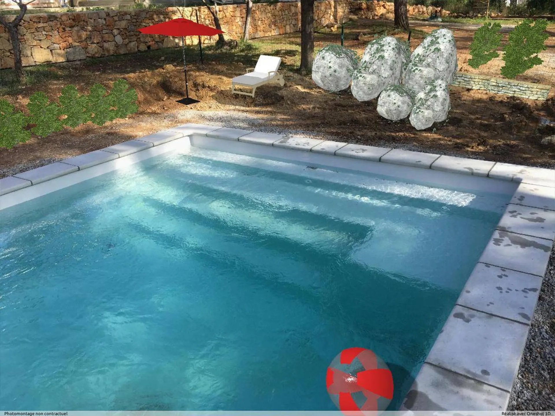 PISCINE COQUE POLYESTER FOND PLAT MODELE SHERRY LOUNGE DE 7.30 à 9.30 m COCKTAIL PISCINE PLAN DE CAMPAGNE