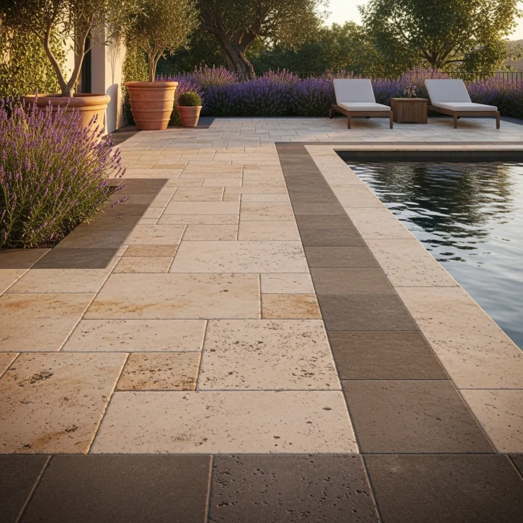Trouvez carrelage extérieur pas cher en travertin et grès cérame pour terrasse et piscine à Lyon