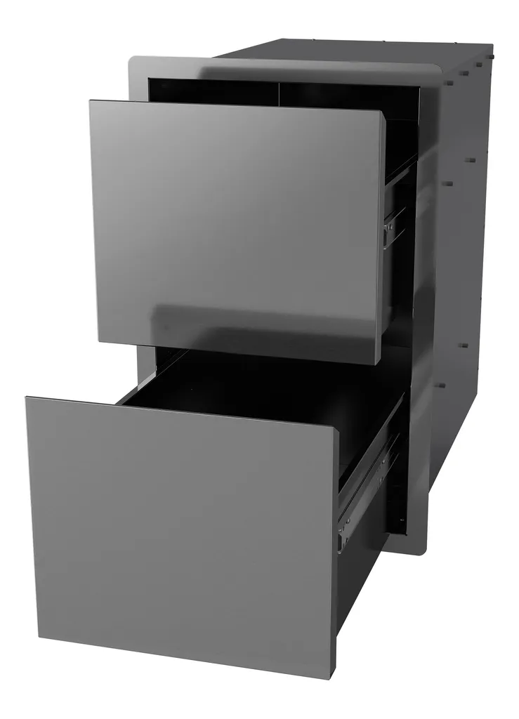 Double tiroir en acier inoxydable