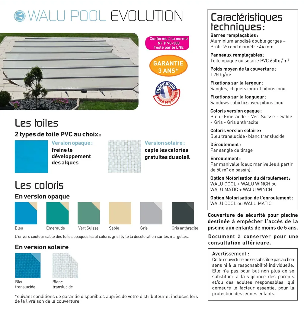 COUVERTURE A BARRES - WALU POOL MODELE EVOLUTION