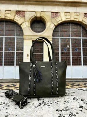 Sac les Tropéziennes kaki & motifs léopard disponible chez Evasion Eu