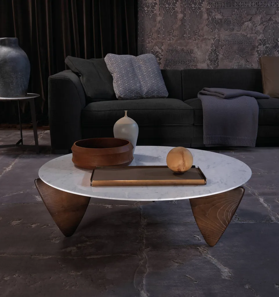 Table basse ronde en marbre et bois massif hyères var 83 à côté de Toulon