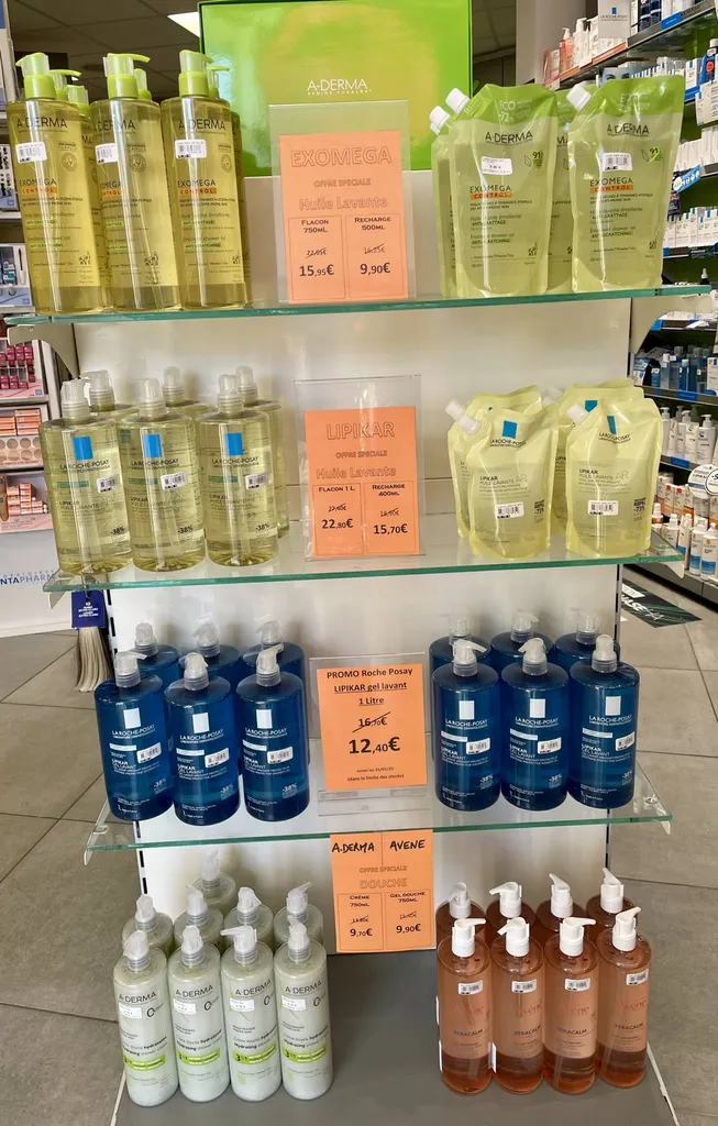 Gels et huiles de douche en promotion en pharmacie