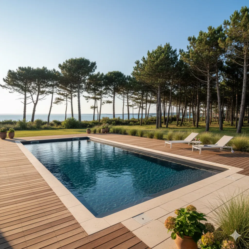 Piscine a coque à fond incliné à Mimizan (40200) avec Alohapiscines.com