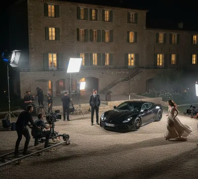 Réserver chateau domaine pour publicité automobile à Lourmarin 84160 proche Pertuis : avec façade en pierre, grand parking