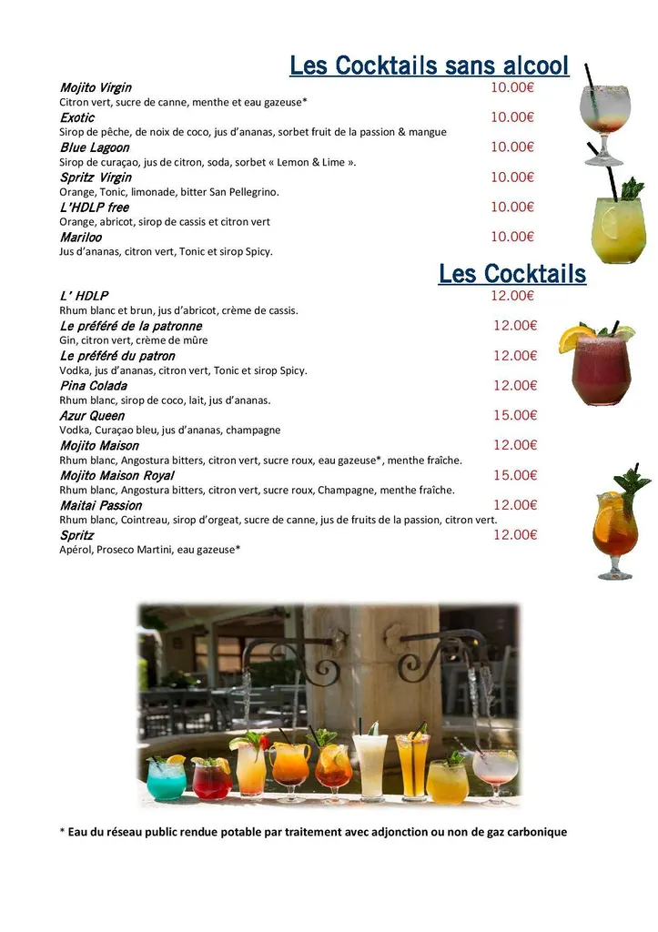 Les cocktails fait maison. La Table de l'HDLP est le restaurant de l'Hôtel De La Plage - HDLP à Bormes Les Mimosas,  La Favière, Var Proche du Lavandou, La Londe Colobrière. Entre Toulon et St Tropez.