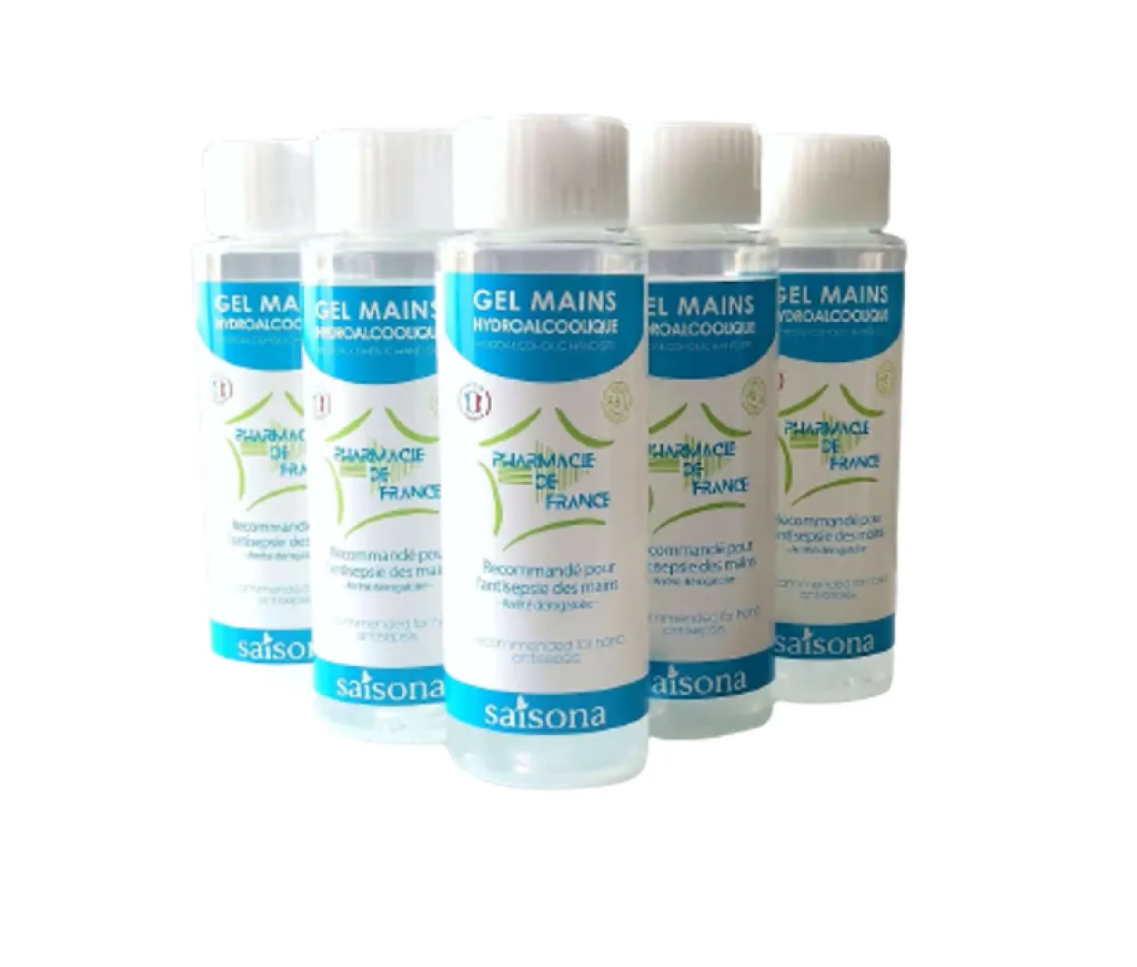 Bouteille de gel hydroalcoolique 100 millilitre actif contre le coronavirus et les bactéries