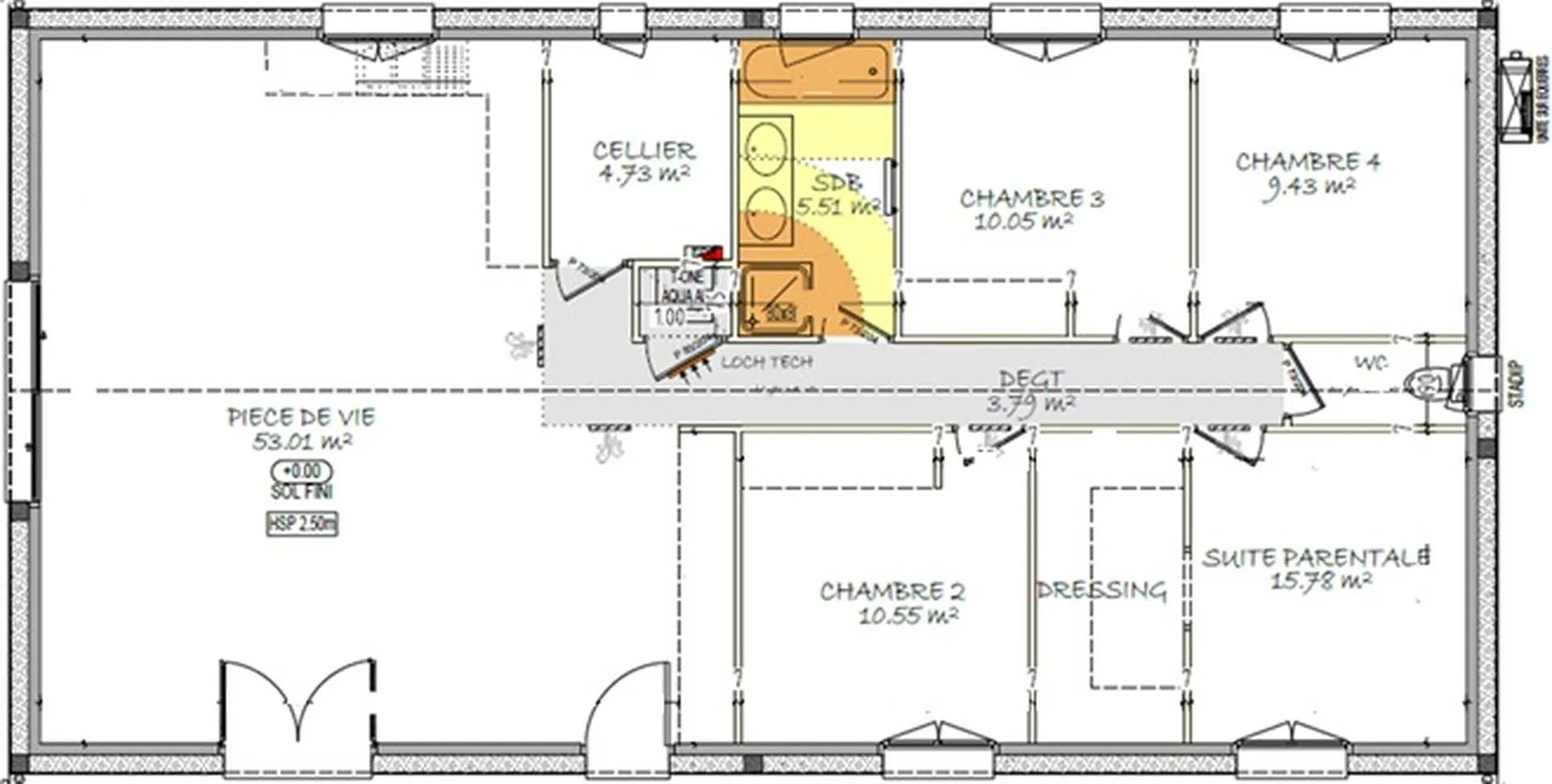 Maison droite de 115 m²
