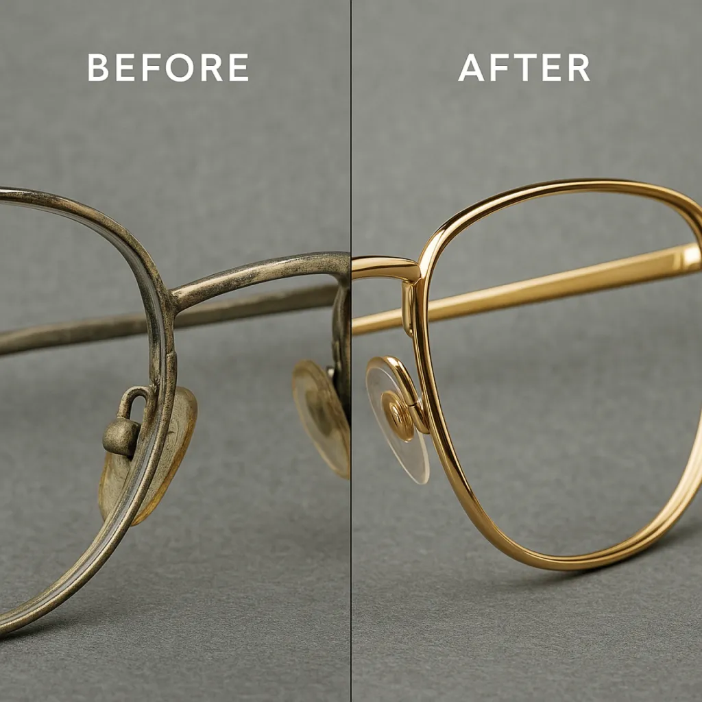 Replaquage de montures de lunettes en or et en argent