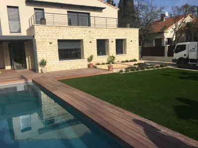 Création d'un joli jardin en gazon synthétique sur les Angles (Gard)