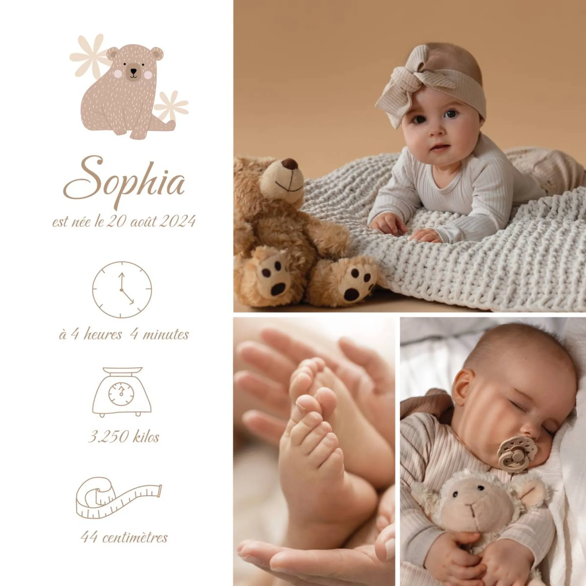 faire part naissance sur mesure ourson marseille