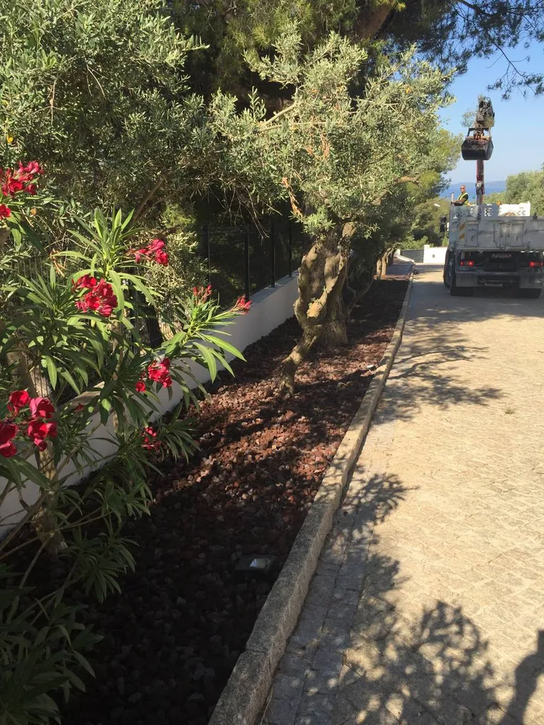 Création de jardin avec réalisation de bordures dans un jardin près de Veleaux