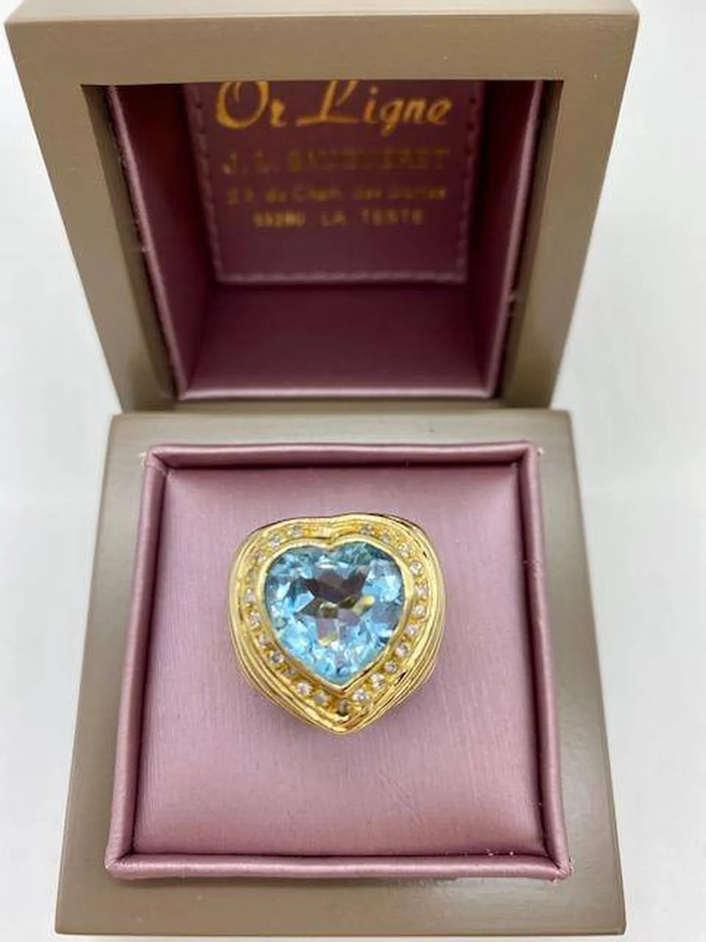Bague coeur topaze et diamants or 750/1000ème occasion Or Ligne Bordeaux Bassin d'Arcachon