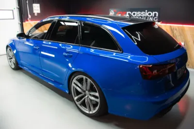 Nettoyage extérieur haut de gamme et soin hydrophobe sur Audi RS6 Nogaro Edition à Chantilly