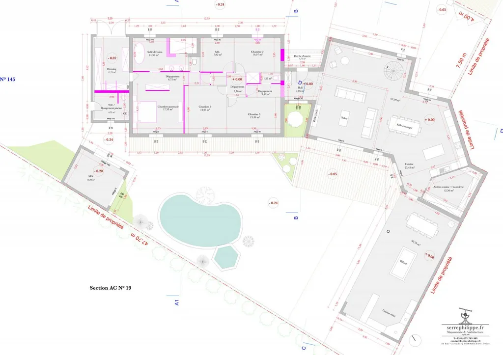Plan RDC projet - Conception de l'extension d'une villa individuelle et d'un poolhouse à La Barben