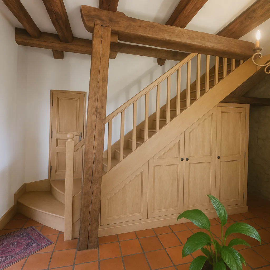 création rangements sur mesure sous l'escalier 