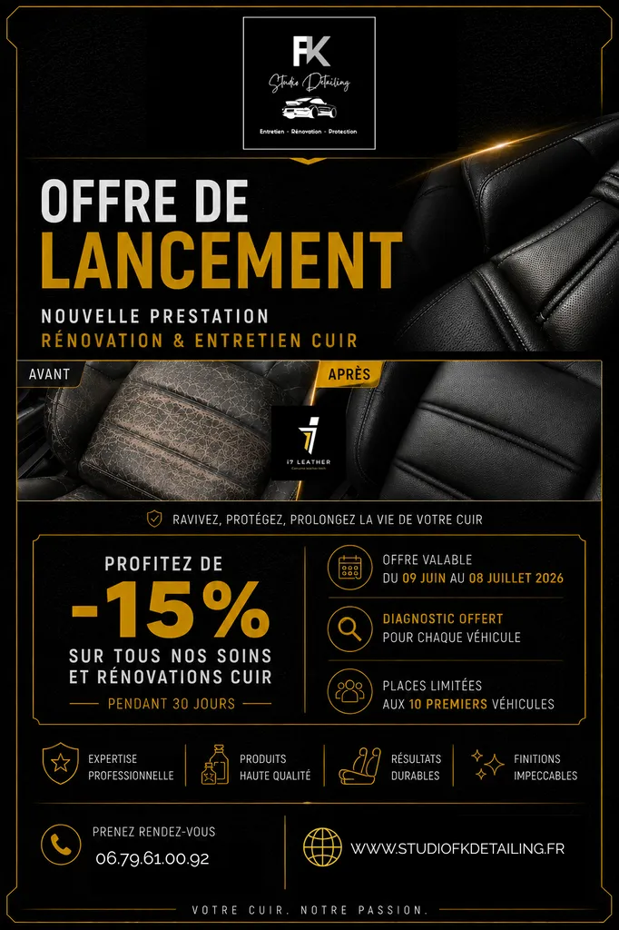Offre de lancement entretien, soins et rénovation cuir et similicuir 